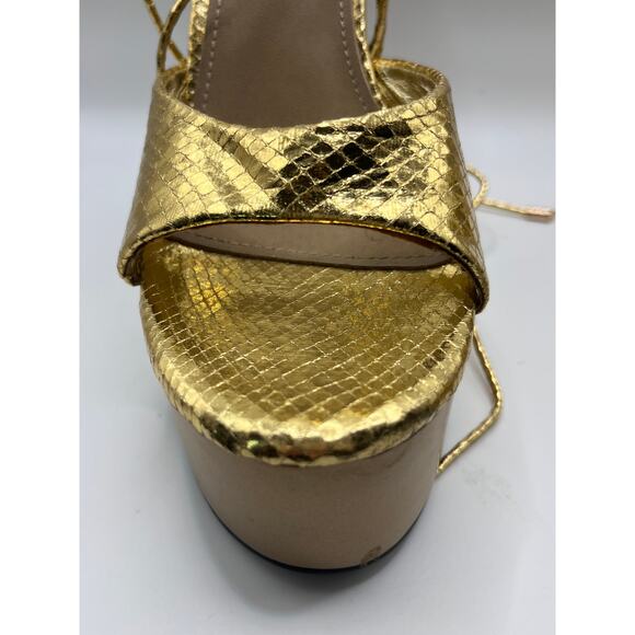 EGO Gelato Lace Up Platform Heels in Gold - Picture 2 of 12